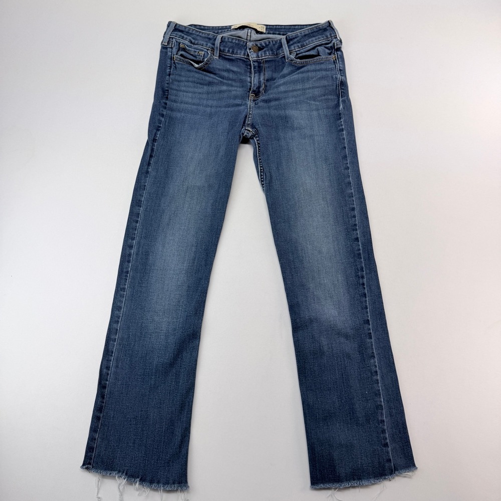 Hollister Bootcut Jeans Medium Wash Raw Hem W29 L33 Size 9R Blue Denim